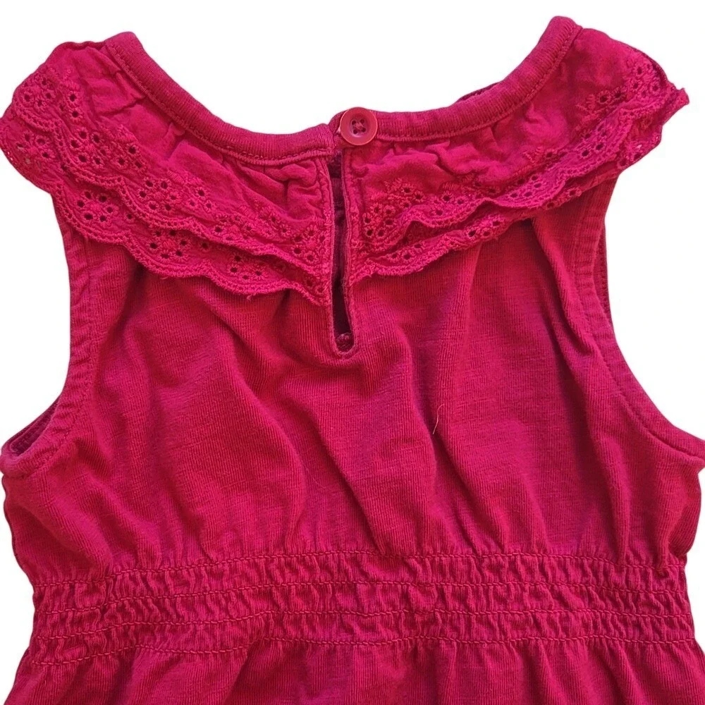Tea Collection Fuchsia Pink Girls Tank‎ Sleeveless Dress Ruffles Size 2 Cotton